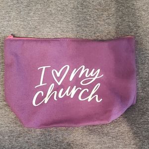 Canvas Makeup Cosmetics Bag, I ♥️ My Church